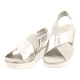 Comfortable sandals on the Sergio Leone SK029 platform silver grey 3