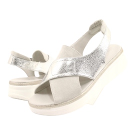 Comfortable sandals on the Sergio Leone SK029 platform silver grey 4