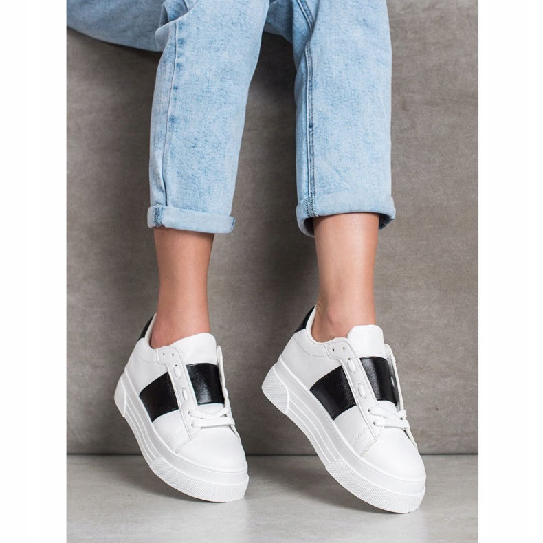 SHELOVET Sneakers With Eco Leather On The Platform white 1 SHELOVET Sneakers With Eco Leather On The Platform white 1