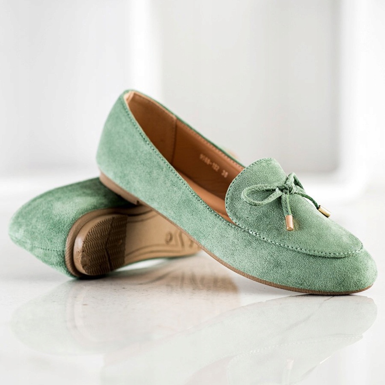 Abloom Suede Lords With A Bow green 1