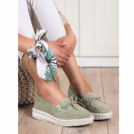 SHELOVET Openwork loafers on the platform green 2