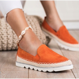 SHELOVET Suede Slipons For Spring orange 2