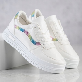 SHELOVET White Sneakers With Glitter Insert 1