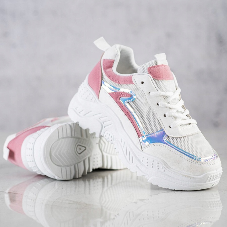 SHELOVET Sneakers With Pink Inserts white multicolored 2