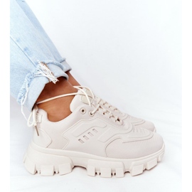 Women's Sneakers Beige New York On Large Sole 2