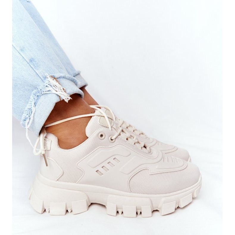 Women's Sneakers Beige New York On Large Sole 2