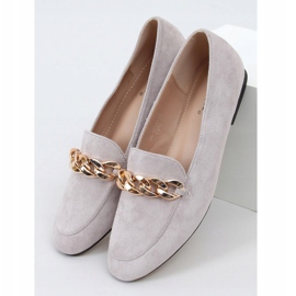 Gray Loafers with chain LL-237P Gray grey 1