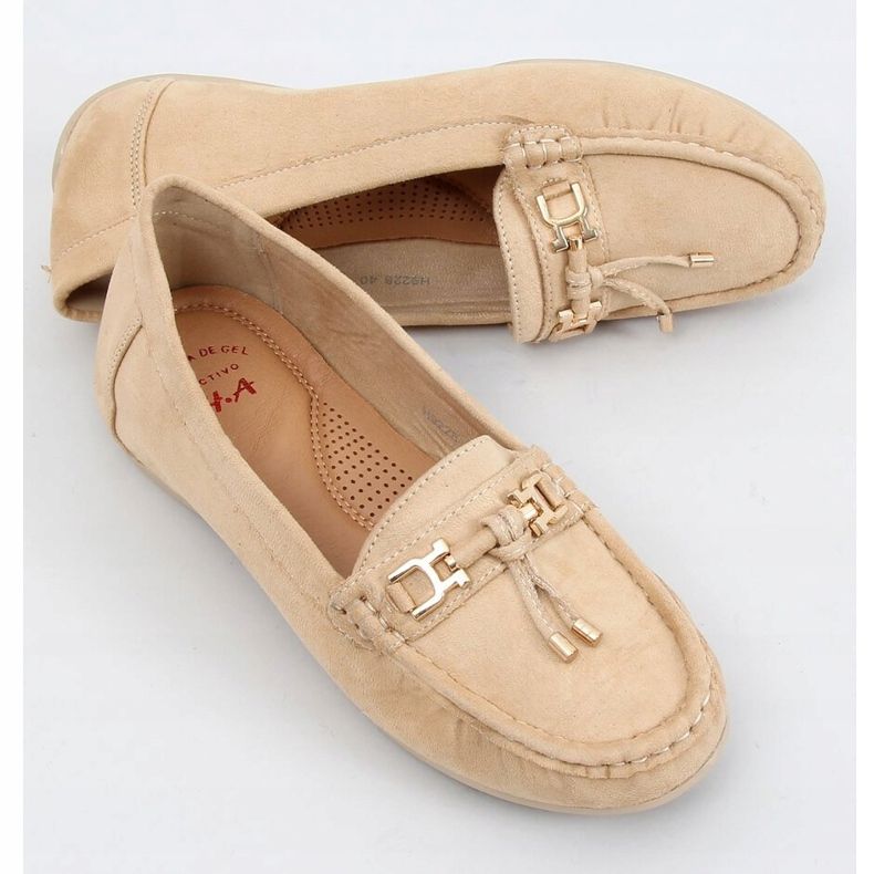 Women's beige loafers on a platform, beige H9228 Beis 1