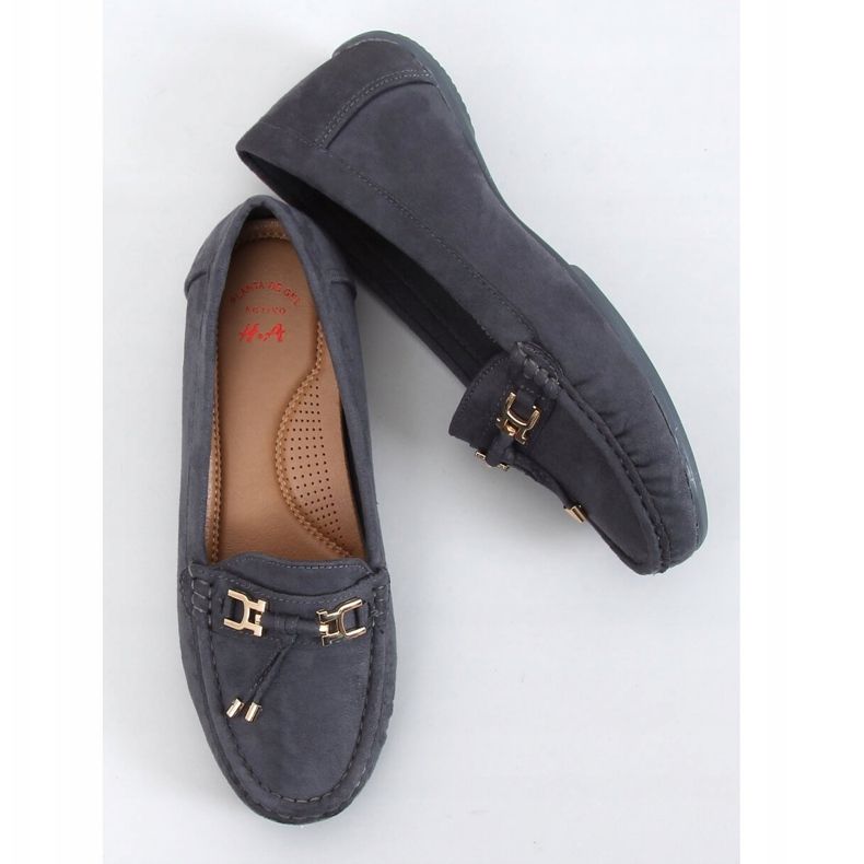 Gray Women's loafers on a gray H9228 Gris grey 1