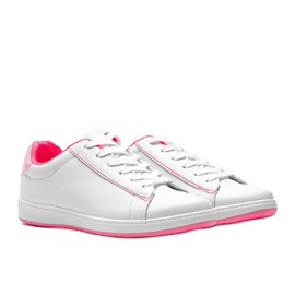 Neon Fuxia Carol women's white sneakers 1