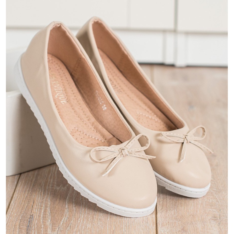 Diamantique Fashionable Ballerinas With Eco Leather beige 1