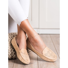 Best Shoes Loafers With Openwork Pattern beige 2