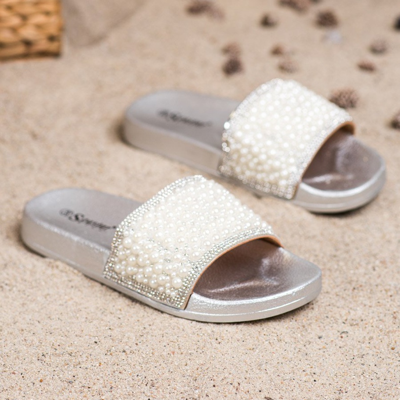 Seastar Elegant Slippers With Pearls silver 1