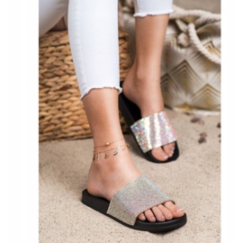 Seastar Slippers With Crystals black silver 2