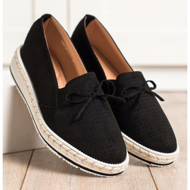 SHELOVET Openwork loafers on the platform black 1
