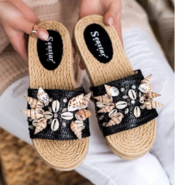 Seastar Slippers On The Platform With Shells black 1