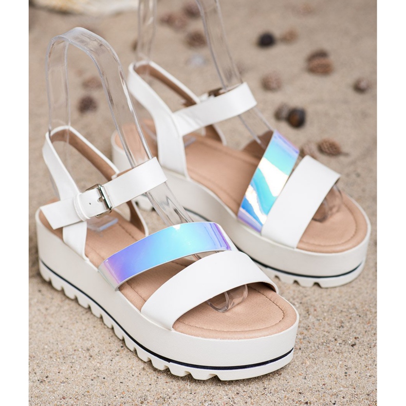 Weide Sandals On The Platform With Holo Effect white 1