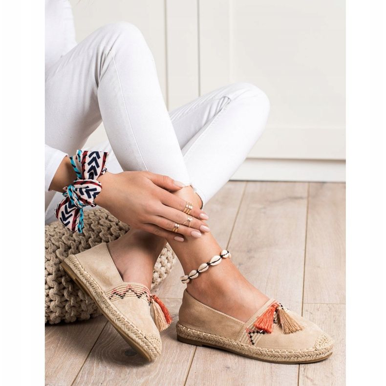 Best Shoes Fashionable Espadrilles With Ornaments beige 1