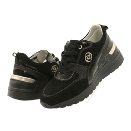 Evento Leather Women's Wedge Sneakers 21PB08-3954 Black 2