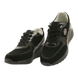 Evento Leather Women's Wedge Sneakers 21PB08-3954 Black 1