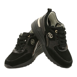 Evento Leather Women's Wedge Sneakers 21PB08-3954 Black 3