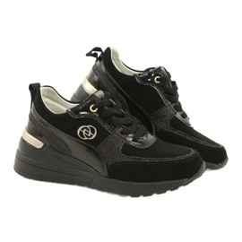 Evento Leather Women's Wedge Sneakers 21PB08-3954 Black 4