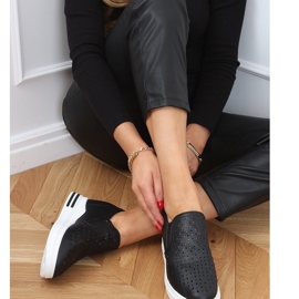 Black Sneakers slip on wedge heels HY-251 Black 2