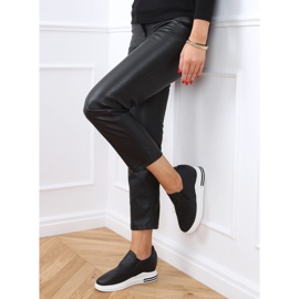 Black Sneakers slip on wedge heels HY-251 Black 1