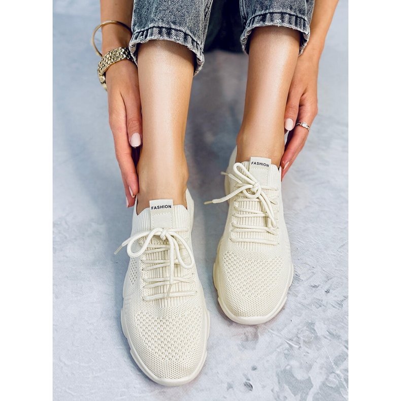 FF-10 Beige beige sock sports shoes 1