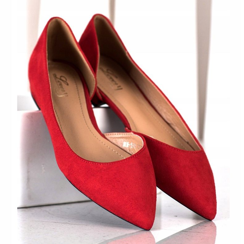 Lovery Suede Ballerinas With A Cut Out red 1