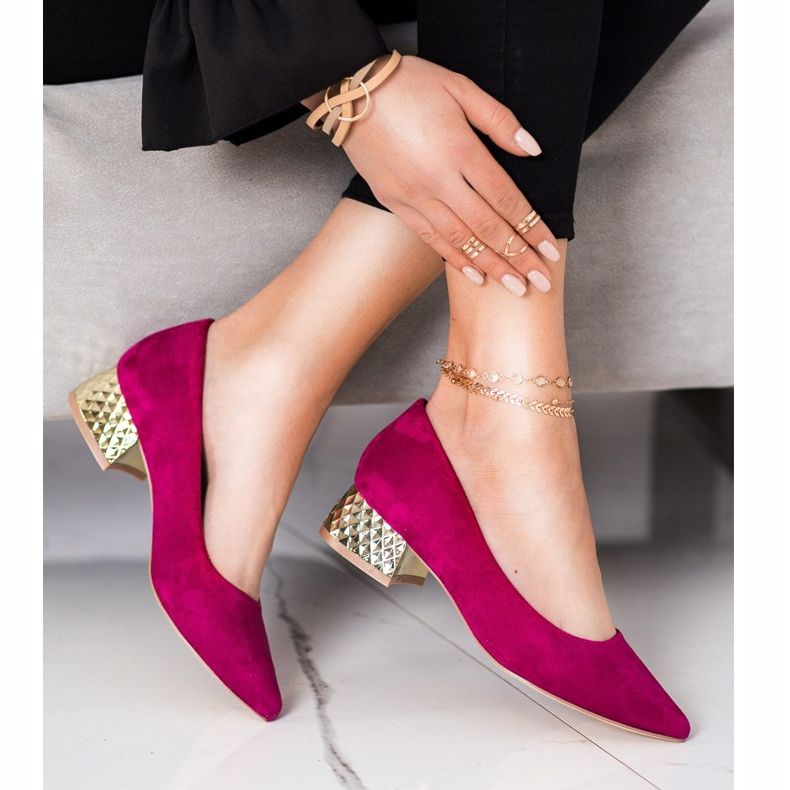 Filippo Fuchsia Pumps With A Gold Heel pink 2