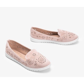 Pink openwork loafers with Brianna cubic zirconia 1