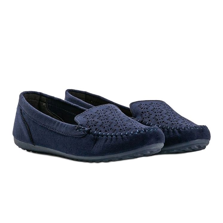 Navy blue loafers with an openwork toe Frida 1