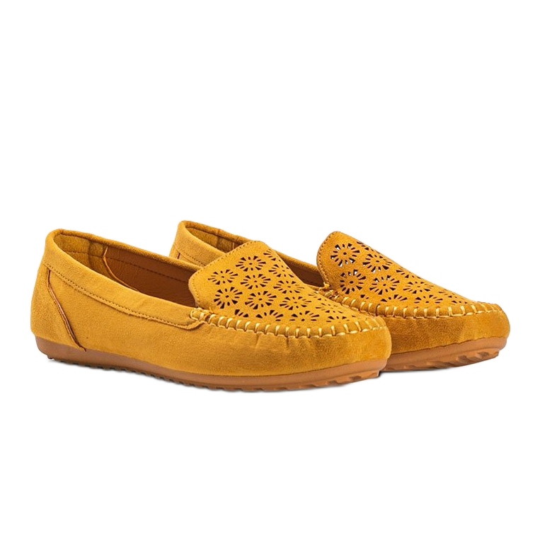 Yellow loafers with openwork toe Frida 1