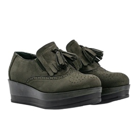 Green suede shoes on the Makenzie wedge 1