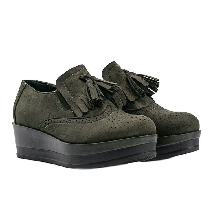 Green suede shoes on the Makenzie wedge 1