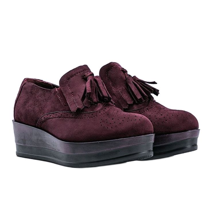 Maroon suede brogues on the Makenzie wedge red 1
