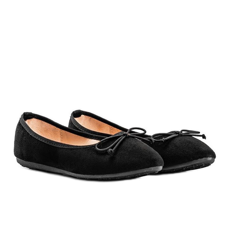 Black suede ballerinas with Aiyana bow 1