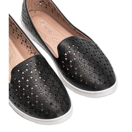 Black loafers with an openwork Margari finish 1