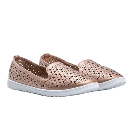 Champagne loafers with an openwork Margari finish pink 1