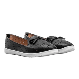 Black loafers with Madalyne openwork trim 1