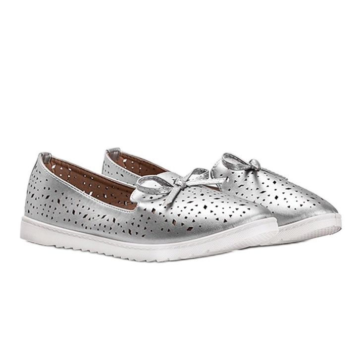 Silver moccasins with Madalyne openwork finish 1