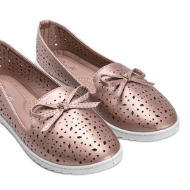 Champagne loafers with Madalyne openwork finish pink 1