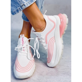 White sports socks BX1820-SP WHITE / PINK 1