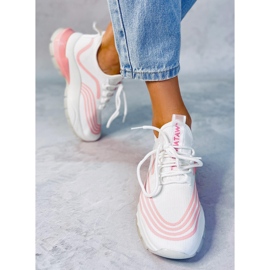 White sports socks BX1820-SP WHITE / PINK 2