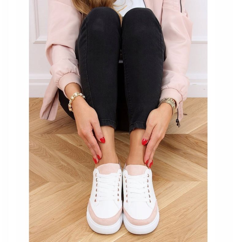 White women's sneakers 6110 Pink 1
