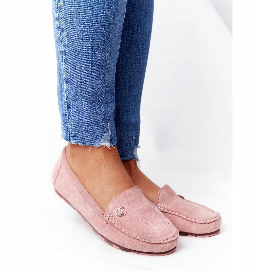 Pink suede online loafers womens