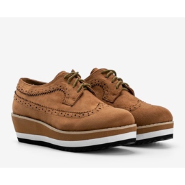 Brown suede shoes with high Camryn soles 1
