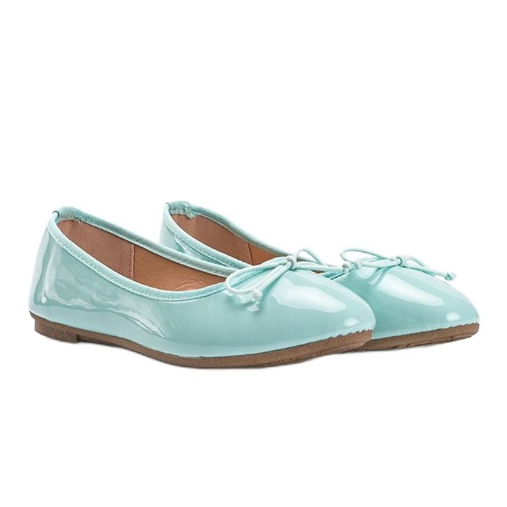 Green lacquered ballerinas with a Lesley bow 1