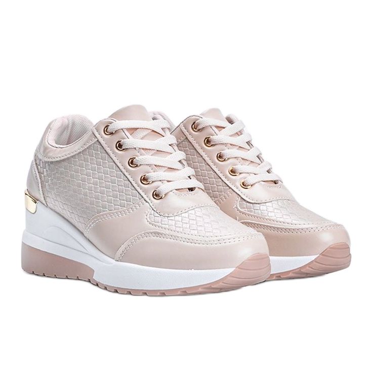 Pink shiny sneakers on the Mara wedge 1